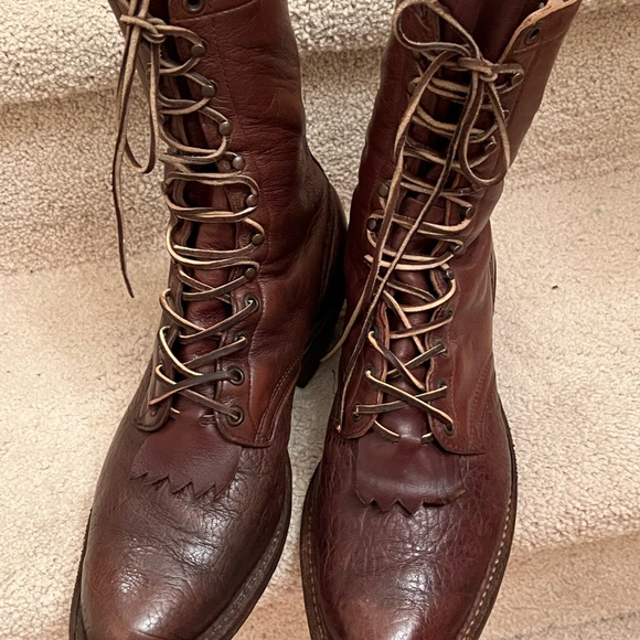ROPER HANDMADE BOOTS VTG WESTERN STYLE HEAVY COWHIDE LEATHER EUC SZ. 9 1/2 E - Picture 2 of 6